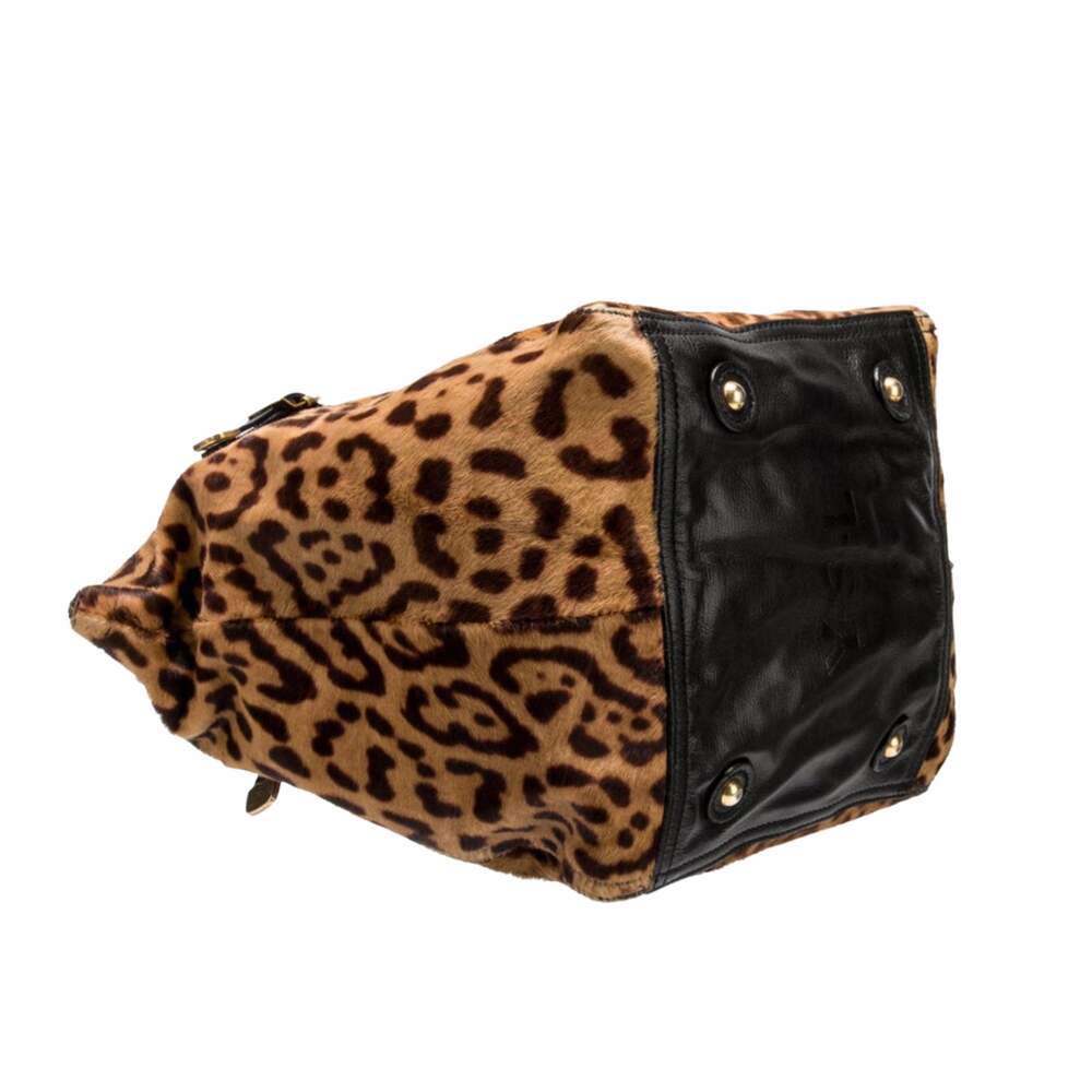 Yves Saint Laurent Rive Gauche Leopard Printed Pony Hair Downtown Tote - Picture 5 of 10